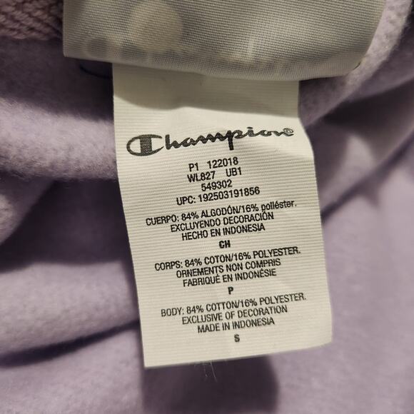 Champion oversized Reverse Weave cropped cut off lilac sweatshirt size small - Picture 6 of 6